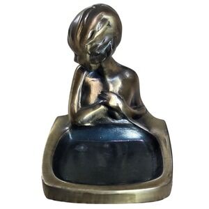 VTG Frankart Art Deco Nymph Dresser Tray Card Holder Catchall Brass Finish